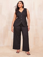Curves Like These Grey Pinstripe Ponte Tailored Trousers - Image 1 of 4