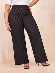 Curves Like These Grey Pinstripe Ponte Tailored Trousers - Image 2 of 4