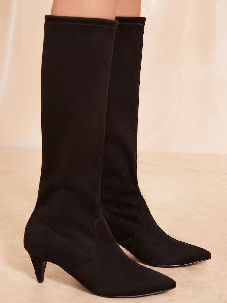 Friends Like These Kitten heel Knee Mid Faux suède Bottes - Image 2 of 4