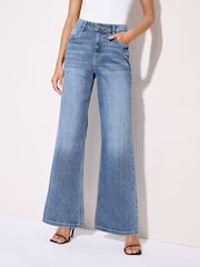 Friends Like These Mid Blue Relaxed Wide Leg Jeans - Image 2 of 5