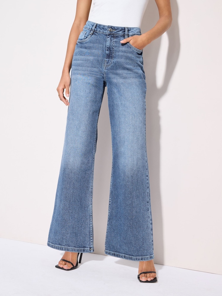 Friends Like These Mid Blue Relaxed Wide Leg Jeans - Image 2 of 5