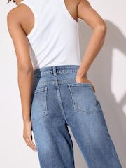 Friends Like These Mid Blue Relaxed Wide Leg Jeans - Image 4 of 5
