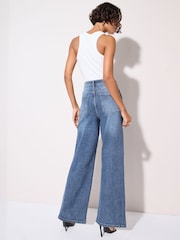 Friends Like These Mid Blue Relaxed Wide Leg Jeans - Image 5 of 5
