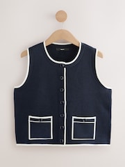Navy Blue Smart Crew Neck Button Front Waistcoat - Image 6 of 8