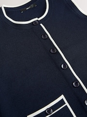Navy Blue Smart Crew Neck Button Front Waistcoat - Image 8 of 8