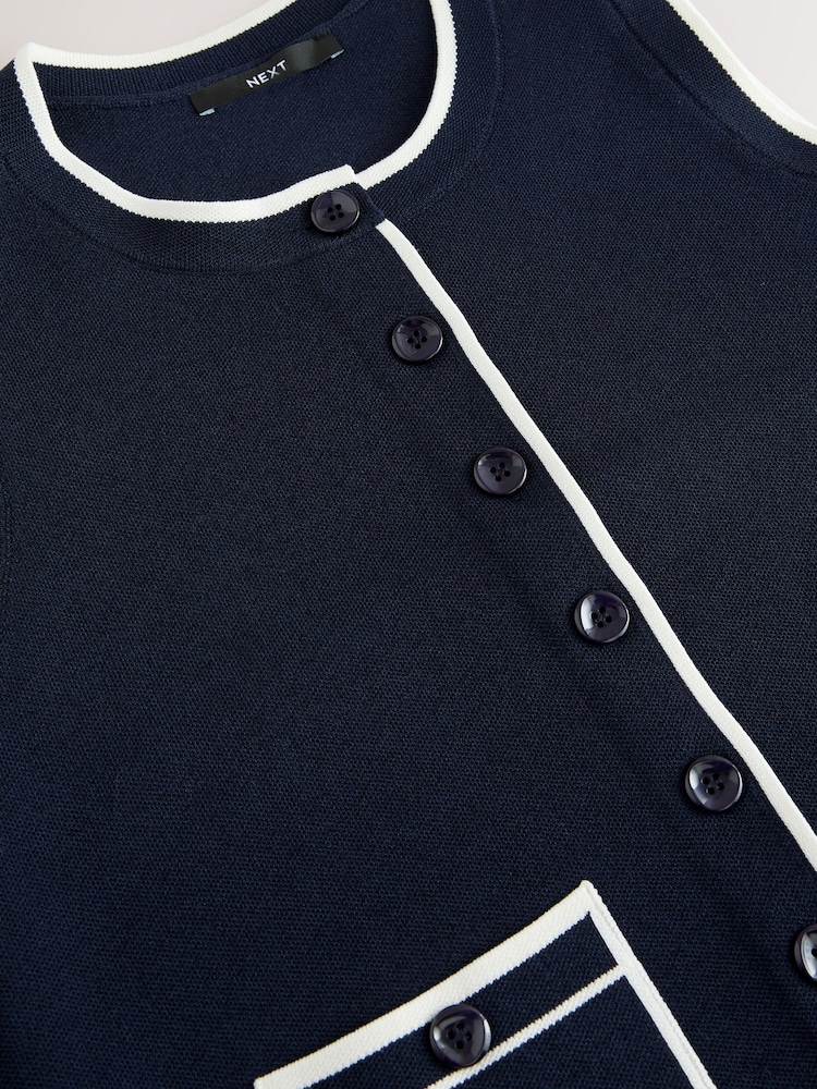 Navy Blue Smart Crew Neck Button Front Waistcoat - Image 8 of 8