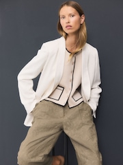 Neutral Stone Smart Crew Neck Button Front Waistcoat - Image 3 of 8