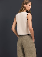 Neutral Stone Smart Crew Neck Button Front Waistcoat - Image 4 of 8