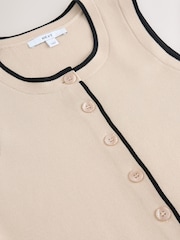 Neutral Stone Smart Crew Neck Button Front Waistcoat - Image 8 of 8
