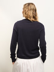 Blue Navy Soft Touch Pocket Front Cardigan With Cotton - Image 3 of 7