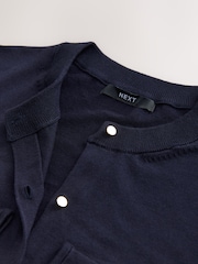 Blue Navy Soft Touch Pocket Front Cardigan With Cotton - Image 6 of 7