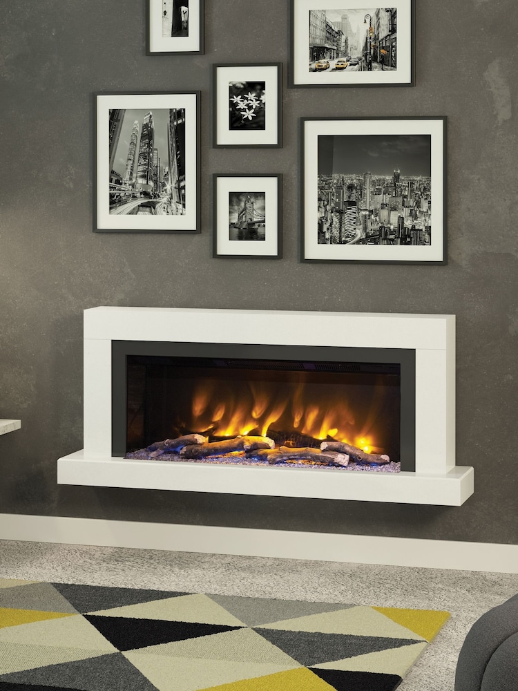 Be Modern White Micro Marble Impero Wall Mounted 57inch Electric Fire - Image 2 of 5