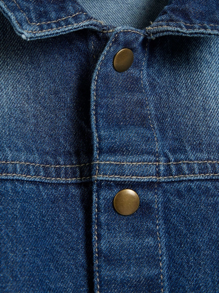 River Island Blue Boys 100% Cotton Denim Shacket T-Shirt Set - Image 5 of 5