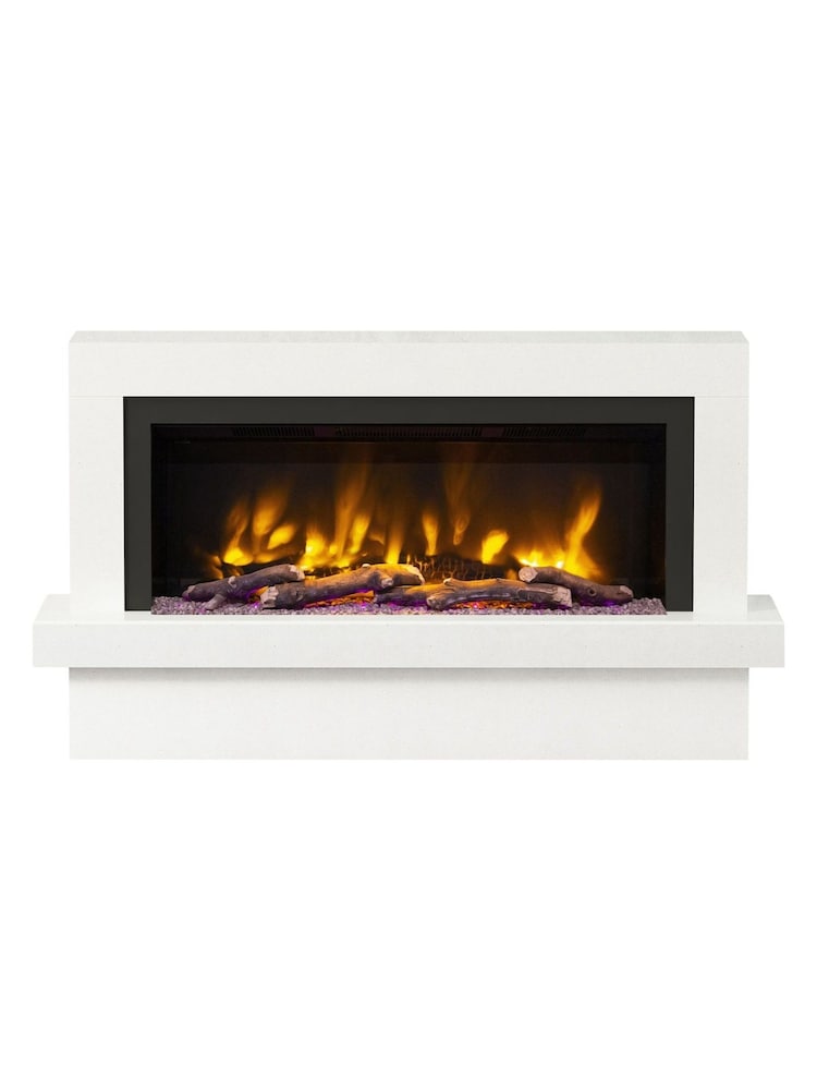 Be Modern White Micro Marble Impero Complete 48inch Electric Fireplace - Image 2 of 4