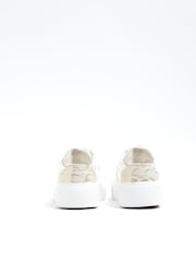 River Island White Girls Snake Print Studded Trainers - Image 3 of 5