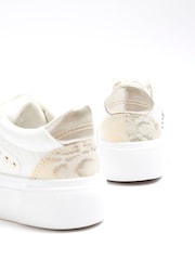 River Island White Girls Snake Print Studded Trainers - Image 4 of 5