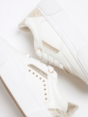 River Island White Girls Snake Print Studded Trainers - Image 5 of 5