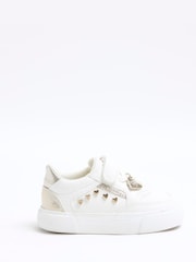 River Island White Girls Heart Studded Trainers - Image 1 of 5