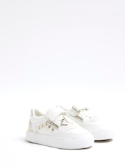 River Island White Girls Heart Studded Trainers - Image 2 of 5