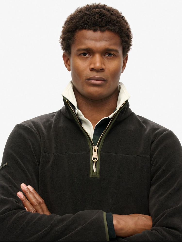 Superdry Black Estate Half Zip Fleece - Image 3 of 5