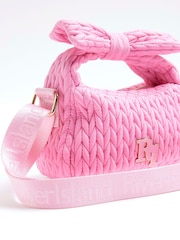 River Island Pink Girls Weave Nylon Grab Bag - Image 4 of 5