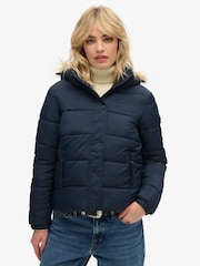 Superdry Blue Hooded Mid Layer Short Jacket - Image 2 of 4