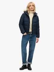 Superdry Blue Hooded Mid Layer Short Jacket - Image 3 of 4