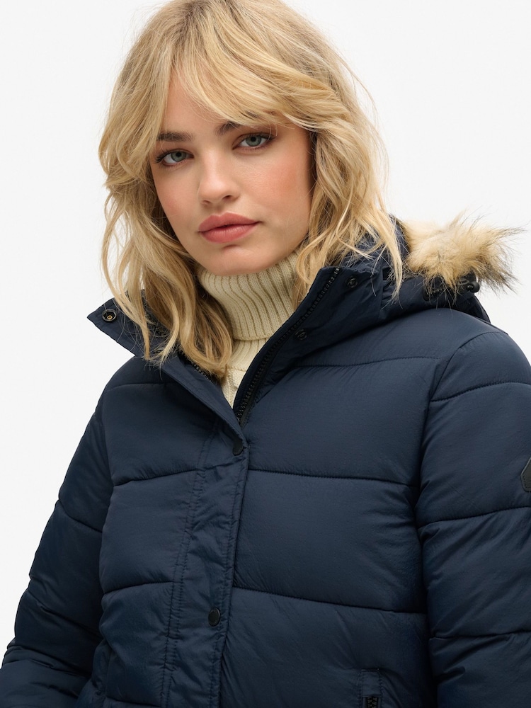 Superdry Blue Hooded Mid Layer Short Jacket - Image 4 of 4