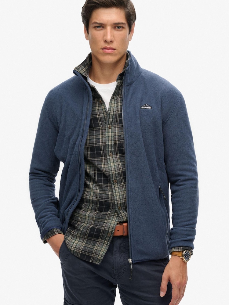 Superdry Blue Polar Fleece Full Zip Jacket - Image 1 of 4