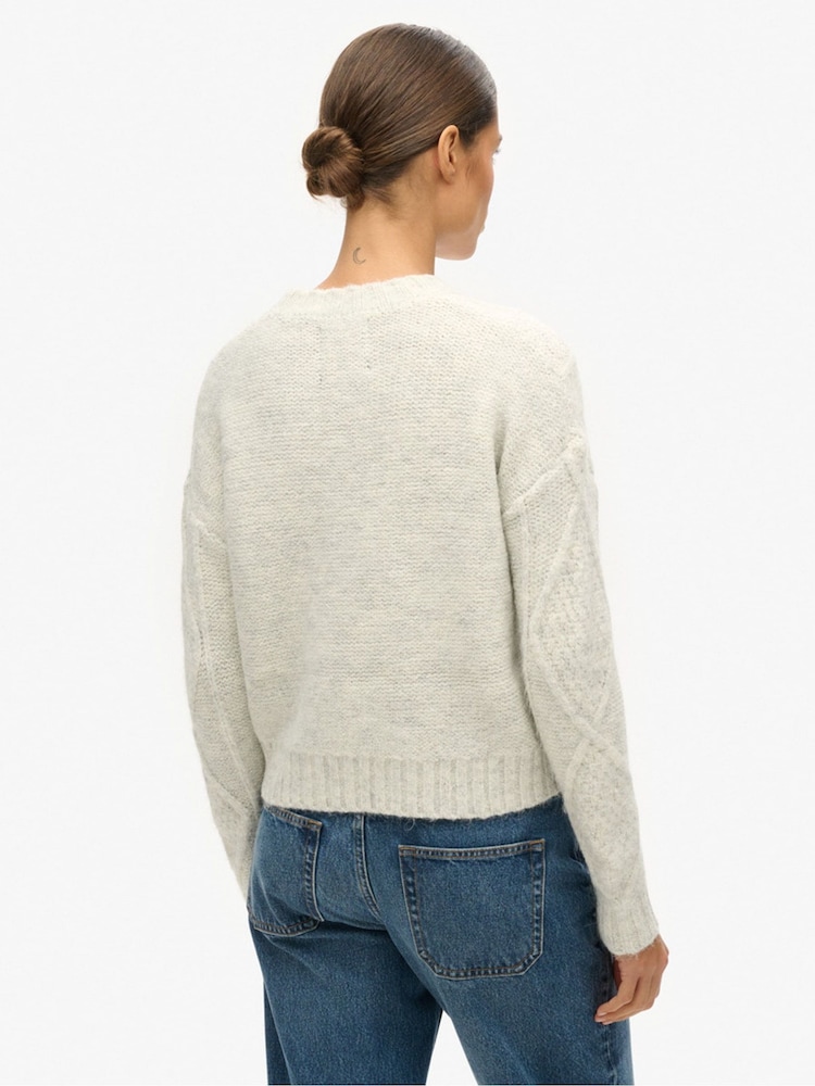 Superdry Chunky Cable Knit Jumper - Image 2 of 4 Superdry Chunky Cable Knit Jumper - Image 2 of 4