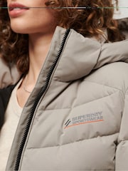 Superdry Grey Hooded Microfibre Padded Jacket - Image 5 of 6