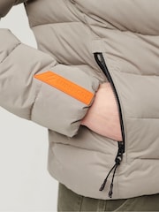 Superdry Grey Hooded Microfibre Padded Jacket - Image 6 of 6