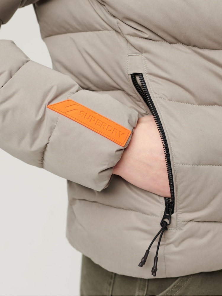 Superdry Grey Hooded Microfibre Padded Jacket - Image 6 of 6
