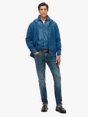 Темно-синій - Superdry базові Logo Washed 100% Cotton Zip худі - Image 3 of 3