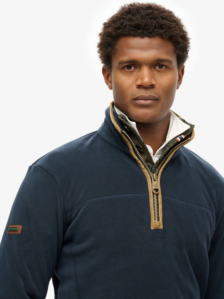 Superdry Blue Estate Half Zip Fleece - Image 3 of 3
