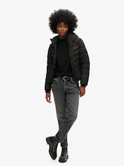 Superdry Black Hooded Microfibre Padded Jacket - Image 3 of 4