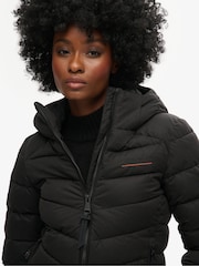 Superdry Black Hooded Microfibre Padded Jacket - Image 4 of 4