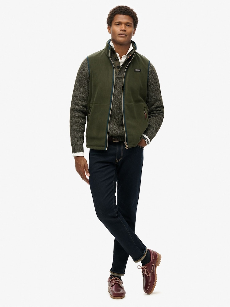 Superdry Green Estate Fleece Gilet - Image 2 of 3 Superdry Green Estate Fleece Gilet - Image 2 of 3