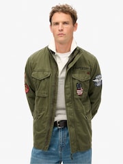 Superdry Green 100% Cotton Patched Rookie Jacket - Image 1 of 4