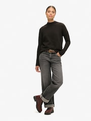 Superdry Brown Essential Mock Neck Jumper - Image 3 of 4