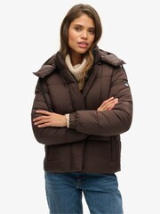 Superdry Brown Hooded Ripstop Puffer Jacket - Image 1 of 6
