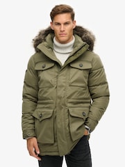 Superdry Green Chinook Faux Fur Parka 100% Cotton Coat - Image 2 of 4