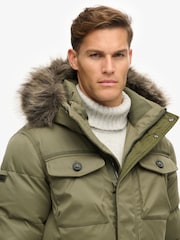 Superdry Green Chinook Faux Fur Parka 100% Cotton Coat - Image 4 of 4