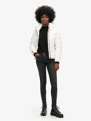 Superdry White Hooded Microfibre Padded Jacket - Image 3 of 4