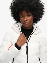 Superdry White Hooded Microfibre Padded Jacket - Image 4 of 4