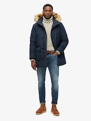 Superdry Blue Hooded Everest Faux Fur Parka - Image 4 of 7