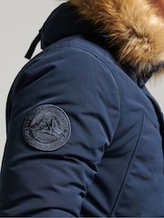 Superdry Blue Hooded Everest Faux Fur Parka - Image 5 of 7