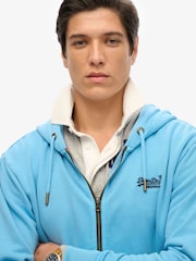 Azul - Sudadera básica de algodón 100 % con efecto lavado, cremallera y logo de Superdry - Imagen 3 de 3