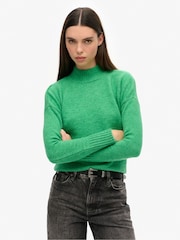 Superdry Green Essential Mock Neck Jumper - Image 1 of 4