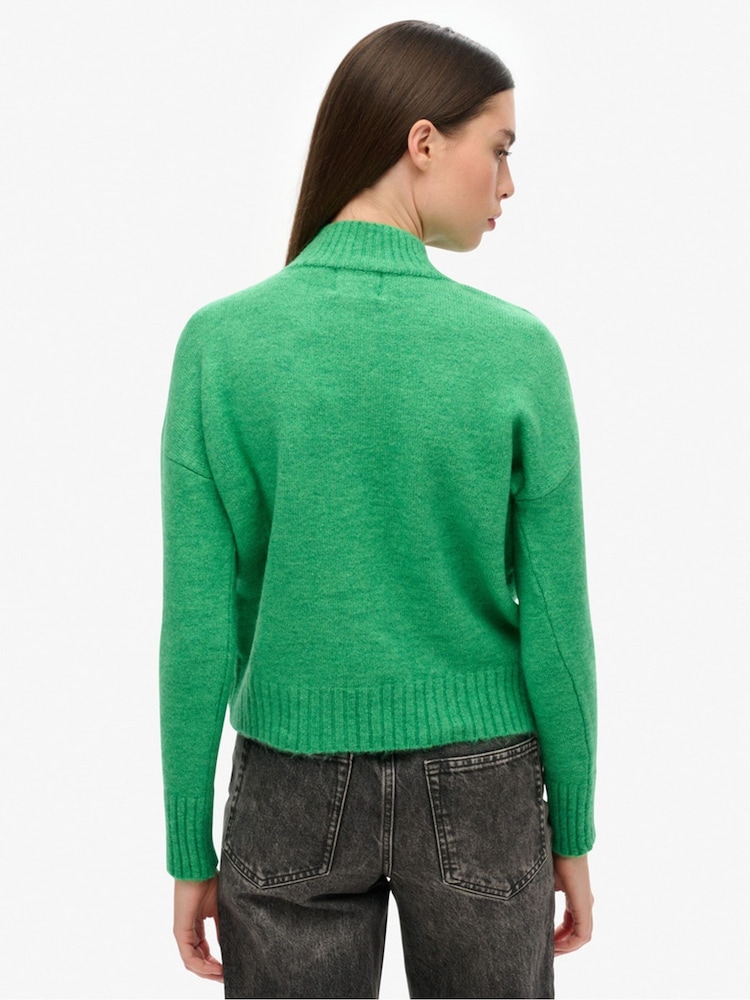 Superdry Green Essential Mock Neck Jumper - Image 2 of 4